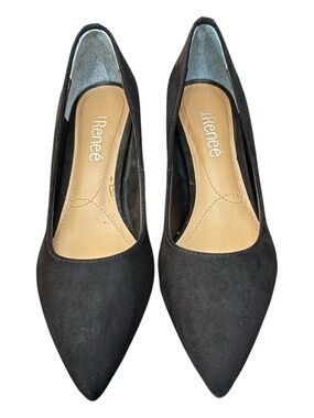 J. Reneé Vaneeta Black Suede Pointed Toe Pumps Size 6M NIB